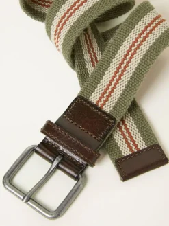 Sale Fat Face FatFace Finn Khaki Green Stripe Webbing Belt