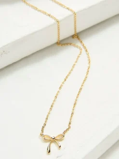 Online Fat Face FatFace Gold Tone Bow Pendant Necklace