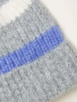 New Fat Face FatFace Stripe Beanie Grey