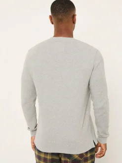 Best Fat Face FatFace Grey Waffle Crew Neck Pyjama Top