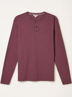 Clearance Fat Face FatFace Henley Long Sleeve Woodside Slub Purple