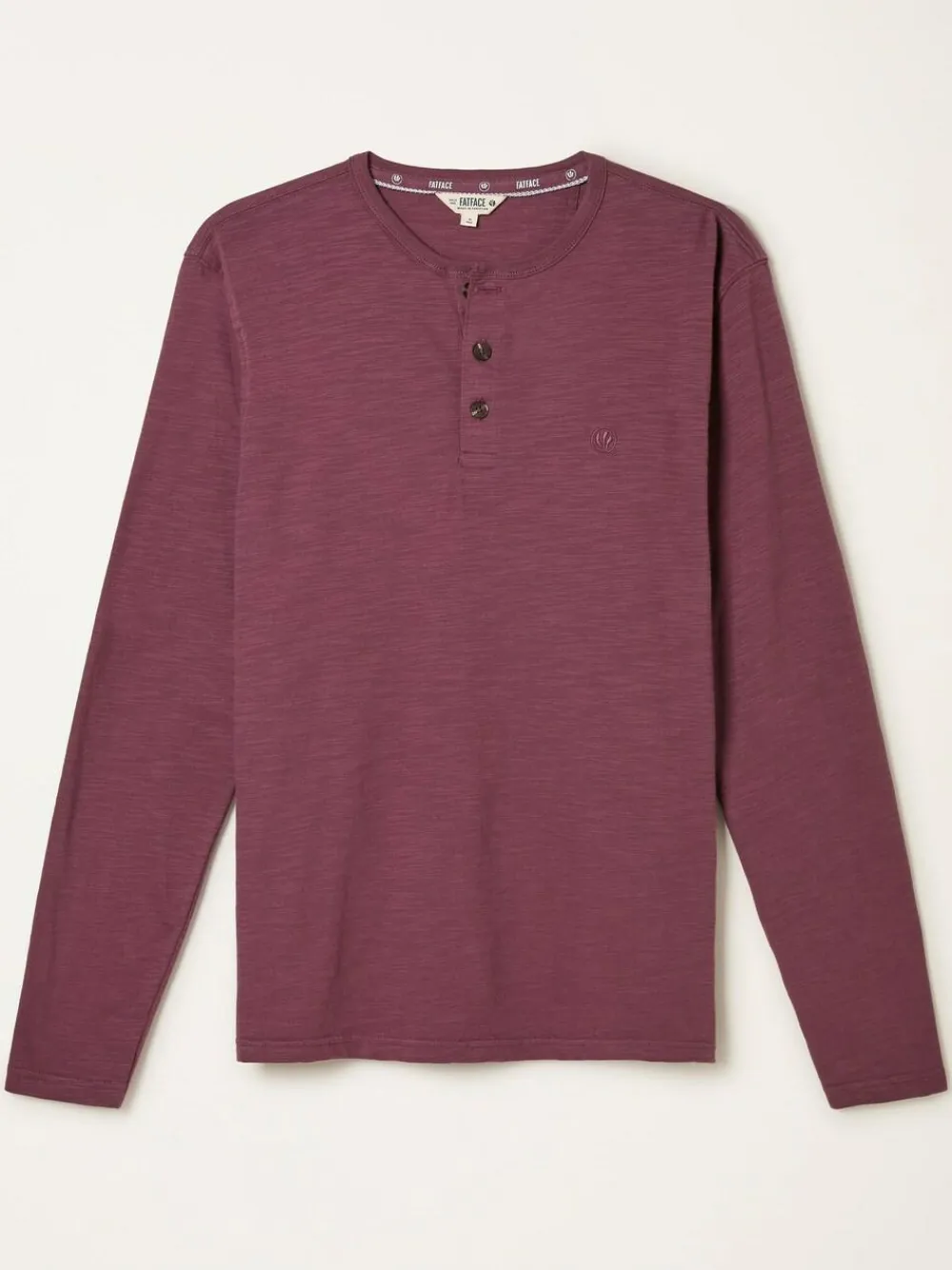 Clearance Fat Face FatFace Henley Long Sleeve Woodside Slub Purple
