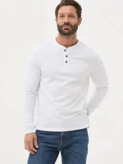 Online Fat Face FatFace Henley Long Sleeve Woodside Slub White