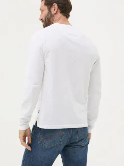 Online Fat Face FatFace Henley Long Sleeve Woodside Slub White