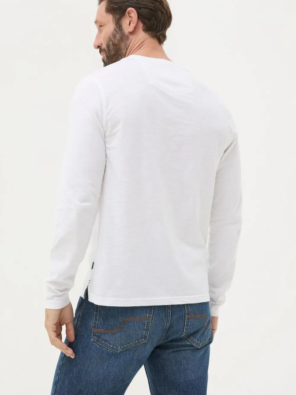 Online Fat Face FatFace Henley Long Sleeve Woodside Slub White