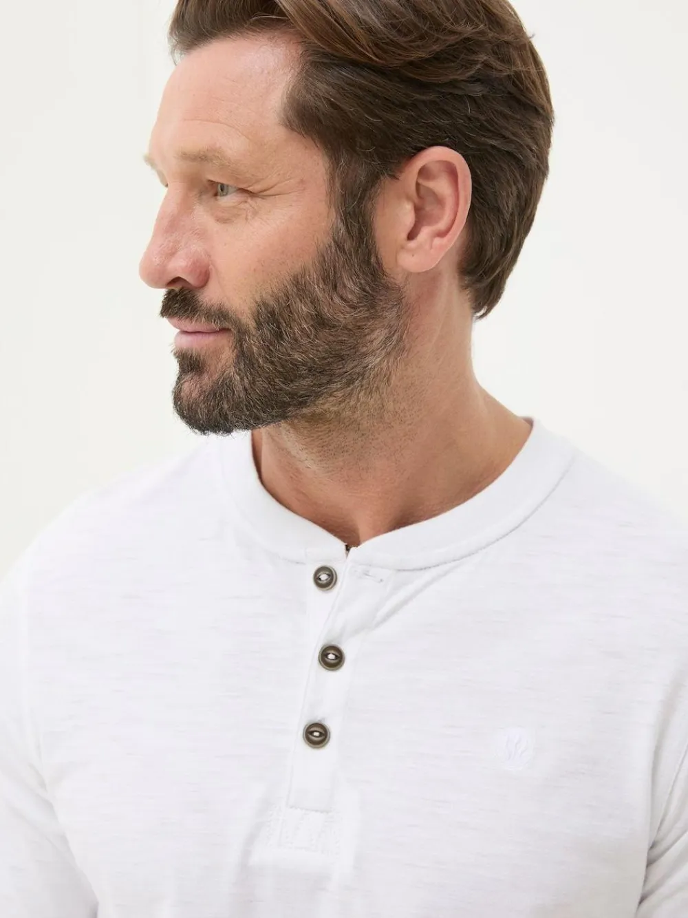 Online Fat Face FatFace Henley Long Sleeve Woodside Slub White