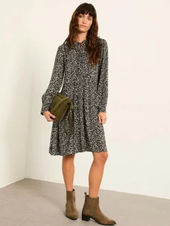 Fat Face FatFace Inez Black Mono Texture Dress^Women Dresses