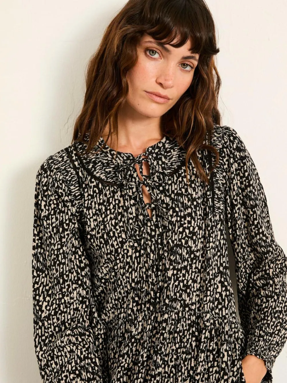 Fat Face FatFace Inez Black Mono Texture Dress^Women Dresses