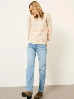 New Fat Face FatFace Isla Ivory Pattern Jumper