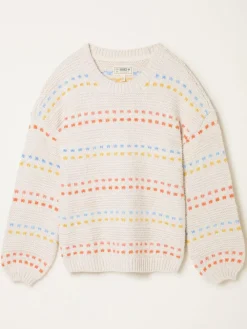 New Fat Face FatFace Isla Ivory Pattern Jumper
