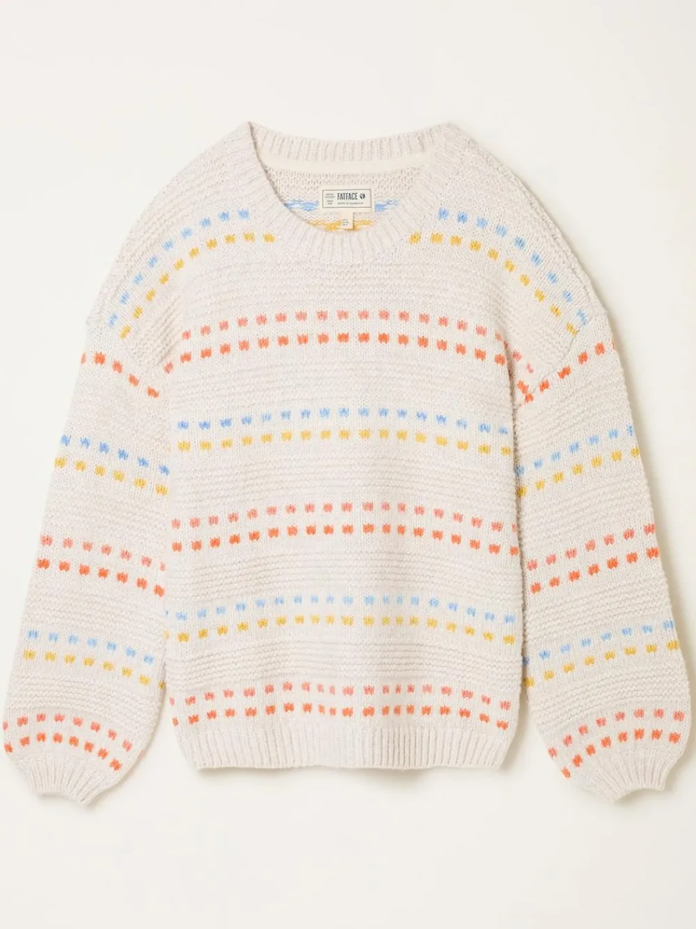 New Fat Face FatFace Isla Ivory Pattern Jumper