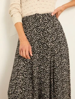 Online Fat Face FatFace Issa Midi Skirt Black Mono Texture