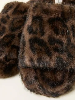 Fat Face FatFace Kat Black Leopard Slipper^Women Slippers