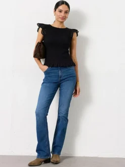 Fat Face FatFace Katrine Skinny Bootcut Jeans Denim Dark Blue