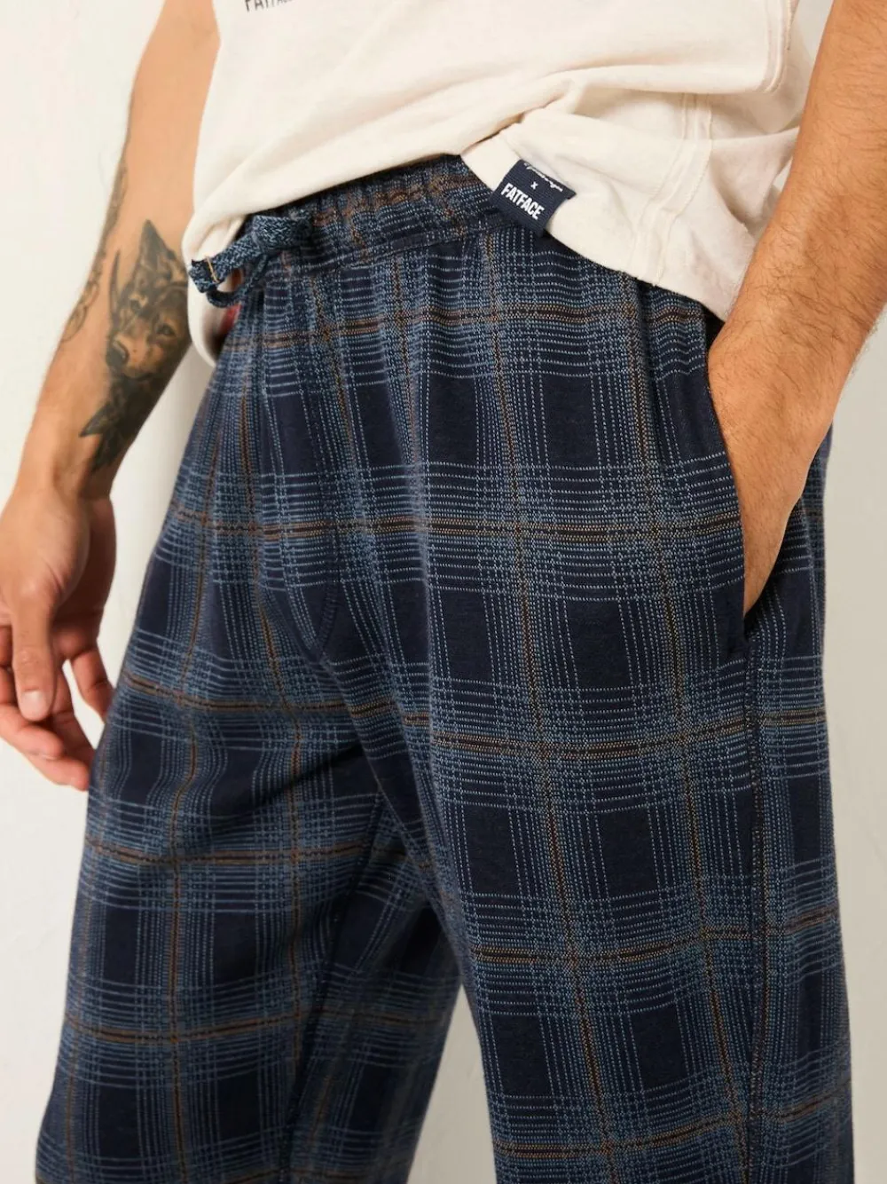 Fat Face FatFace Kemble Navy Check Cuffed Pyjama Bottoms^ Pyjamas
