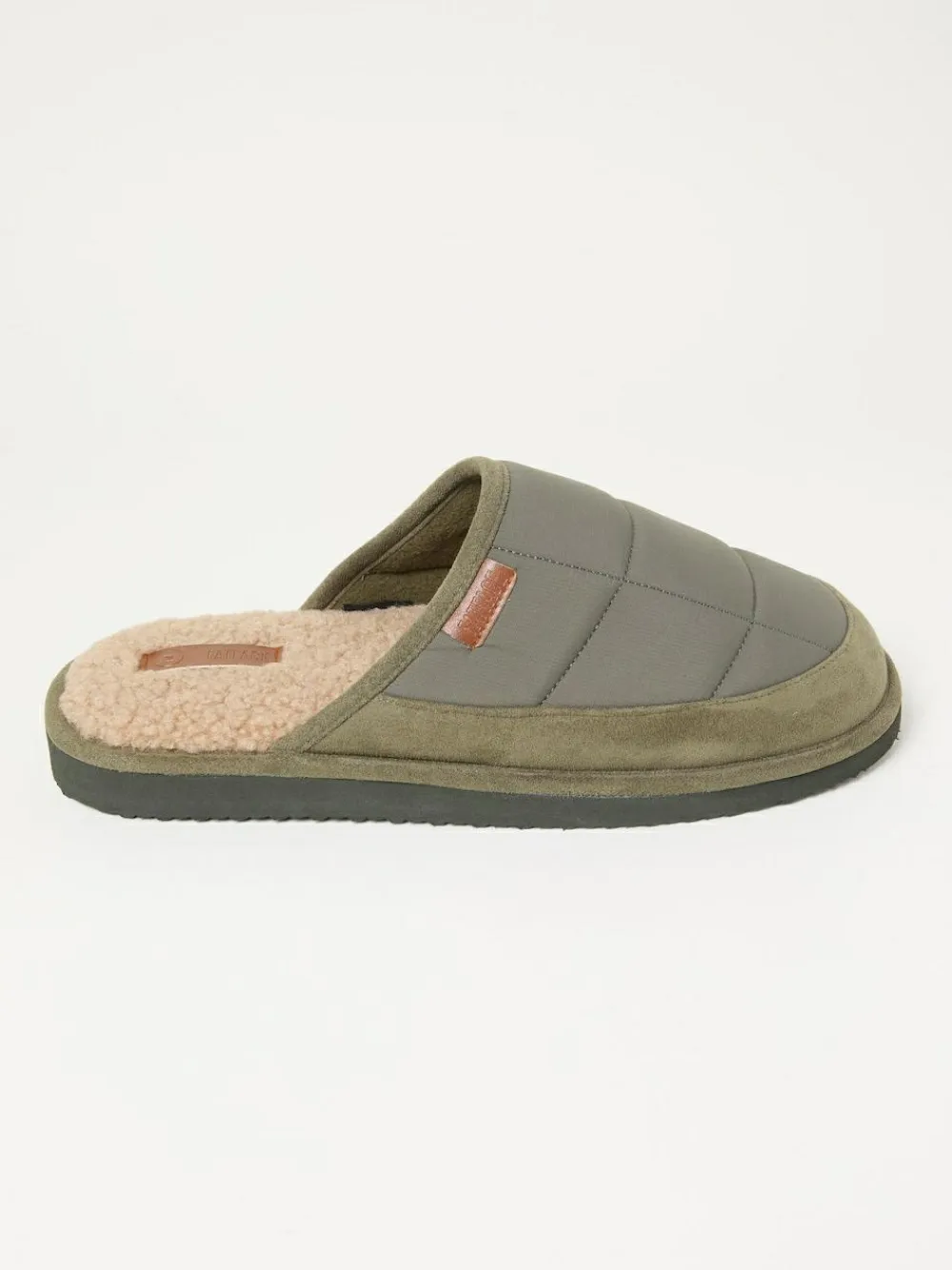 Sale Fat Face FatFace Khaki Green Quilted Mule Slipper