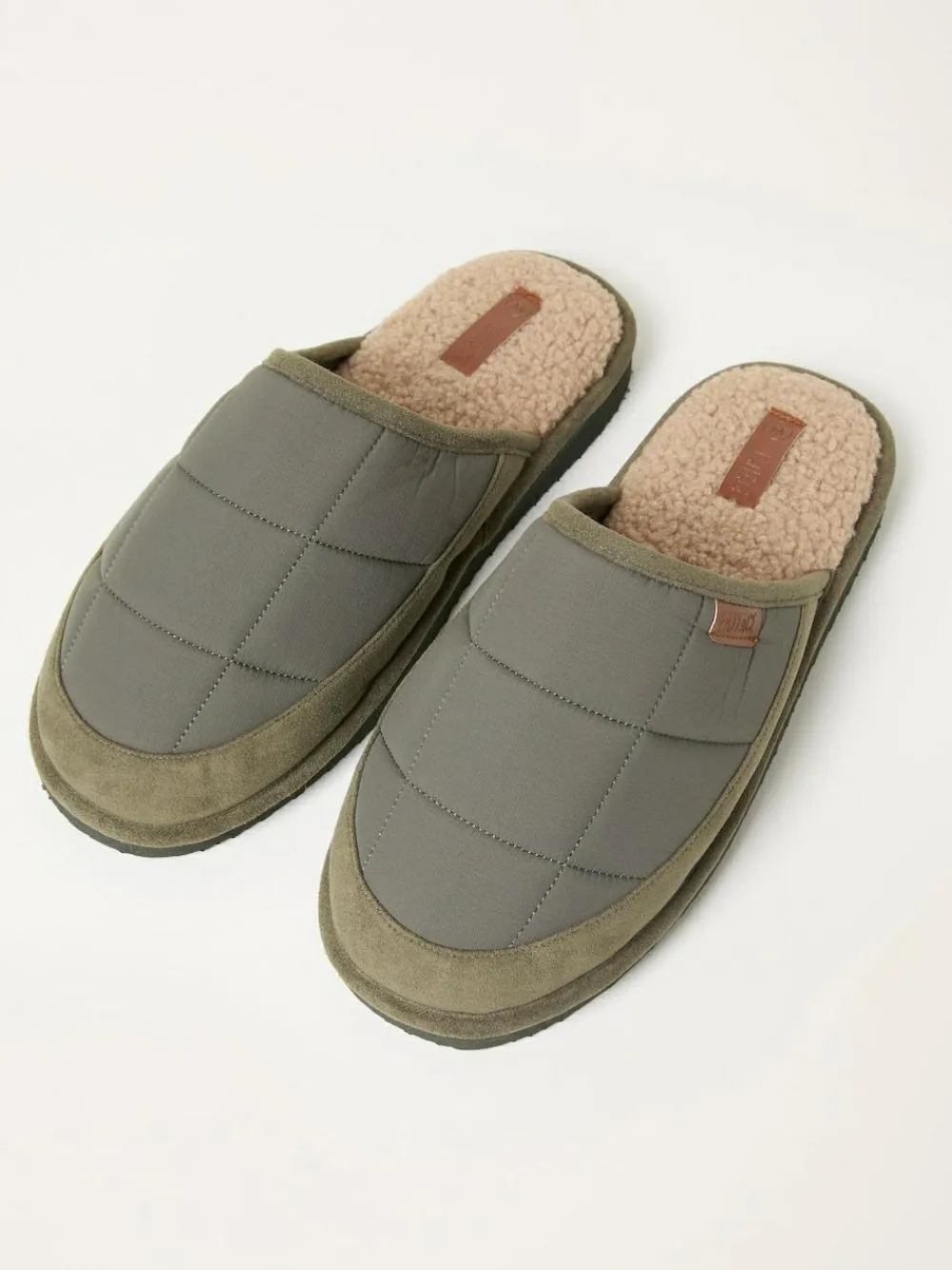 Sale Fat Face FatFace Khaki Green Quilted Mule Slipper