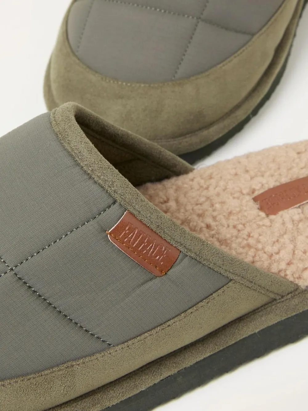 Sale Fat Face FatFace Khaki Green Quilted Mule Slipper