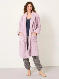 Online Fat Face FatFace Cosy Textured Dressing Gown Lilac Purple
