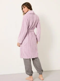 Online Fat Face FatFace Cosy Textured Dressing Gown Lilac Purple