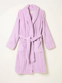 Online Fat Face FatFace Cosy Textured Dressing Gown Lilac Purple