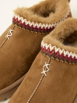 Outlet Fat Face FatFace Lyra Mule Slipper Tan Brown