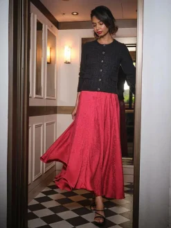 Fat Face FatFace Malia Red Jacquard Midi Skirt^Women Skirts