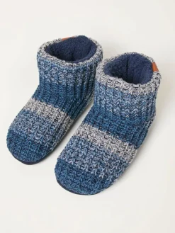 Fat Face FatFace Matthew Blue Knit Boot^ Slippers|Slippers