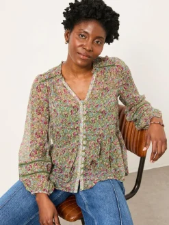 Fat Face FatFace Mel Green Ditsy Garden Blouse^Women Tops & T-Shirts|Blouses & Shirts