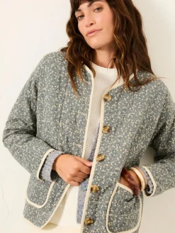 Best Fat Face FatFace Milly Blue Ditsy Quilted Jacket