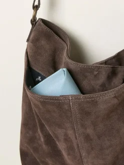 Fat Face FatFace Molly Chocolate Brown Suede Shoulder Bag^Women Bags