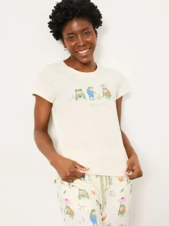 New Fat Face FatFace Natalie Ivory Frog Graphic T shirt