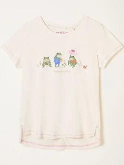 New Fat Face FatFace Natalie Ivory Frog Graphic T shirt