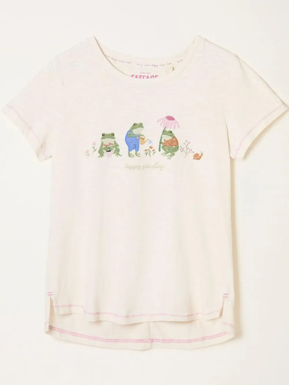 New Fat Face FatFace Natalie Ivory Frog Graphic T shirt