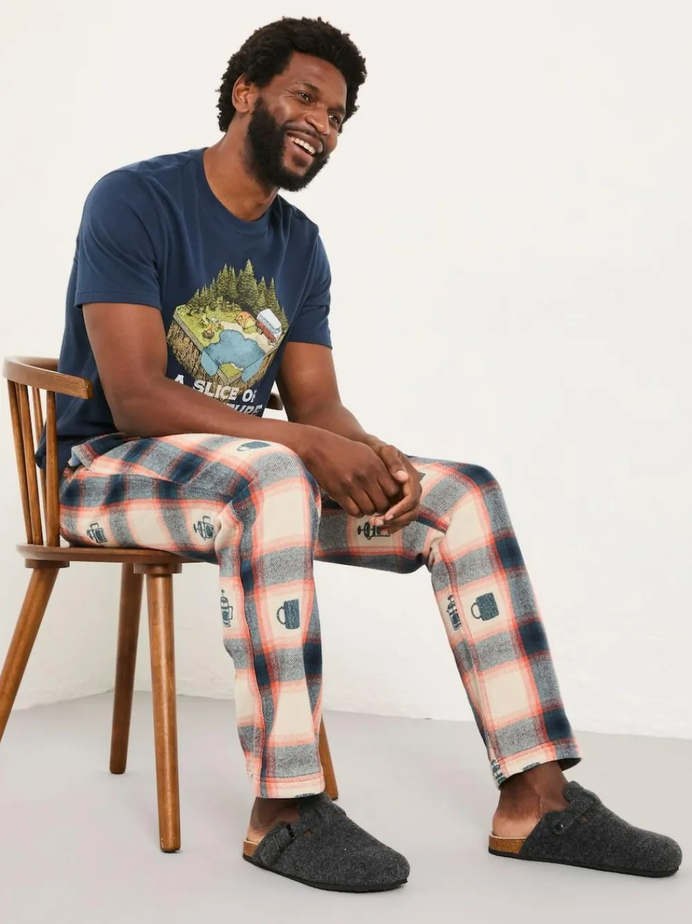 Clearance Fat Face FatFace Natural Coffee Jacquard Pyjama Bottoms