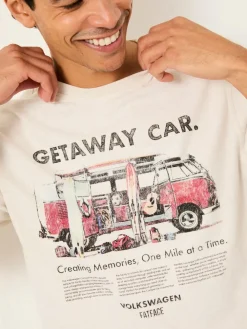 Hot Fat Face FatFace Graphic T-Shirt Natural VW Getaway Car