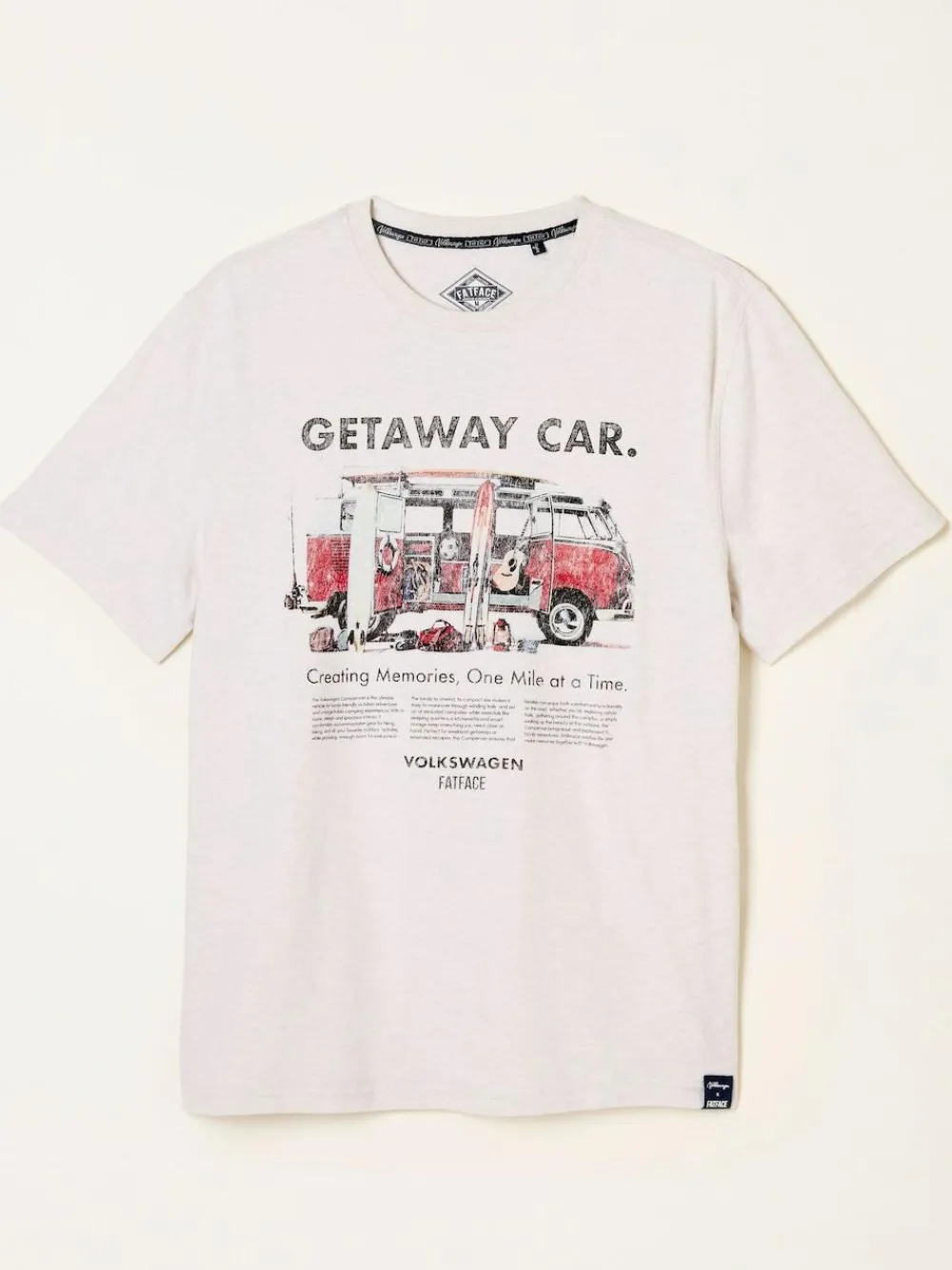 Hot Fat Face FatFace Graphic T-Shirt Natural VW Getaway Car