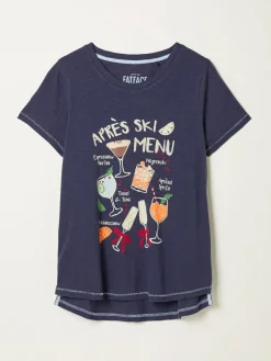 New Fat Face FatFace Navy Apres Ski Graphic T Shirt