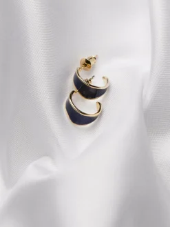 Fat Face FatFace Navy Blue Enamel Huggie Earrings