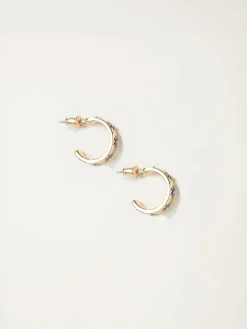 Discount Fat Face FatFace Navy Blue Enamel Daisy Hoop Earrings