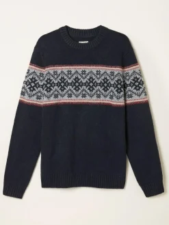 Fat Face FatFace Navy Snowflake Fairisle Knitted Crew Neck Jumper^ Knitwear|Knitwear