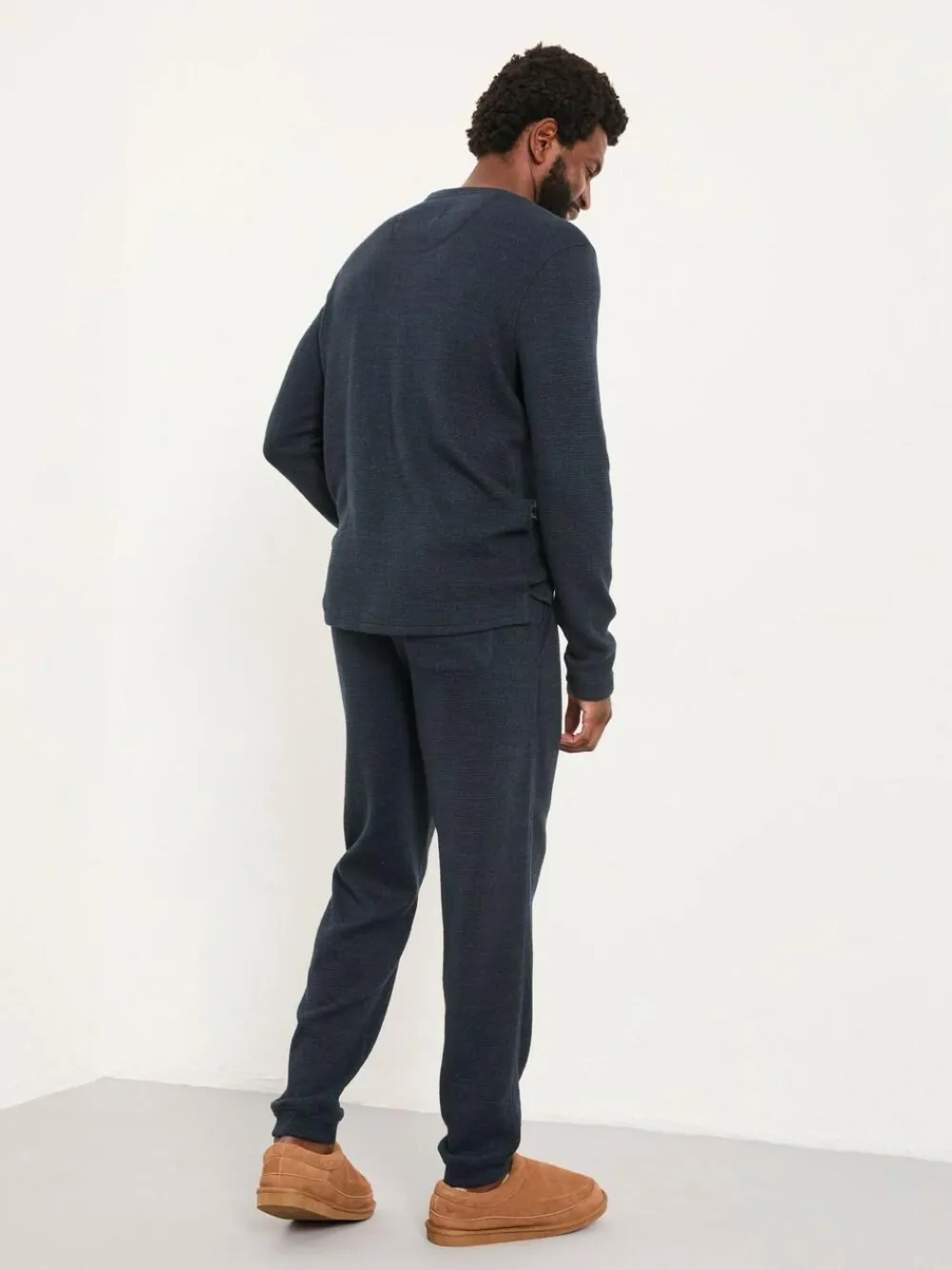 Fat Face FatFace Navy Textured Long Sleeve Crew T-Shirt^ Loungewear