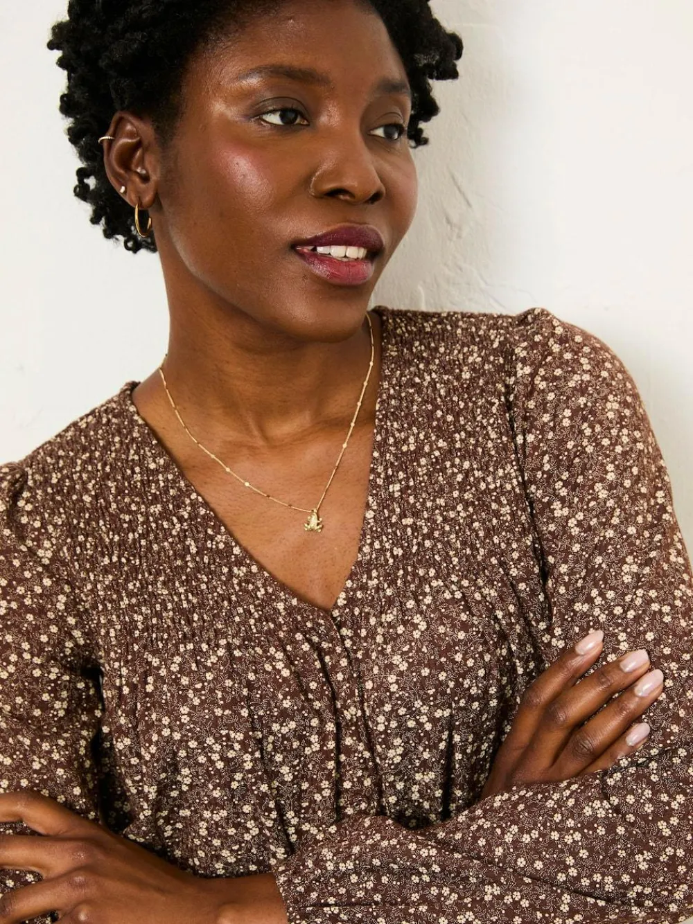 Best Fat Face FatFace Nessie Blouse Brown Ditsy