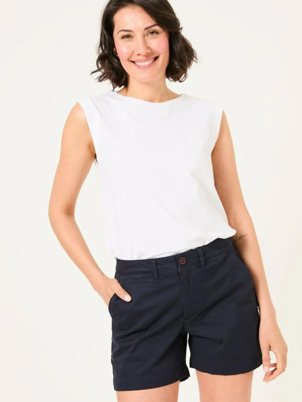 Discount Fat Face FatFace Padstow Navy Chino Shorts