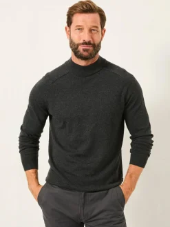 Discount Fat Face FatFace Rye Knitted Turtle Neck Jumper Charcoal Grey