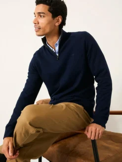 Fat Face FatFace Rye Half Zip Neck Knitted Jumper Navy