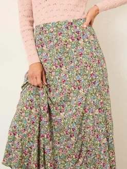 Online Fat Face FatFace Sadie Midi Skirt Green Ditsy Garden