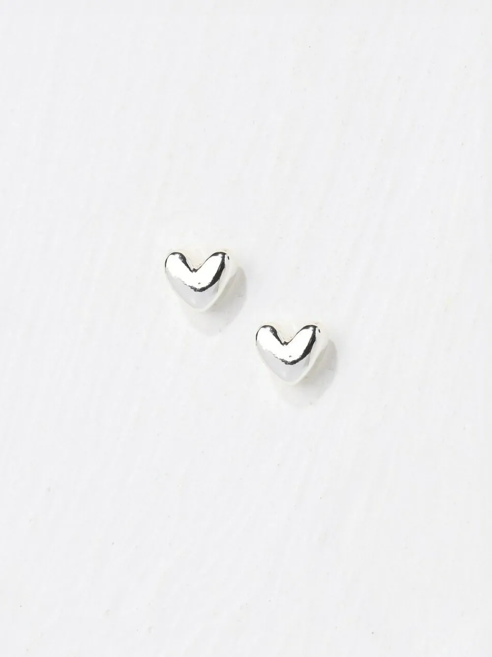 Discount Fat Face FatFace Heart Stud Earrings Silver Tone