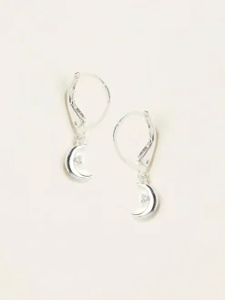 Online Fat Face FatFace Silver Tone Moon Drop Earrings