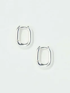 Fat Face FatFace Silver Tone Oval Huggie Hoop Earrings^Women Jewellery